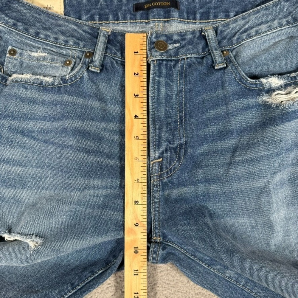 Abercrombie & Fitch Jeans Mens 30x31 Blue Athletic Skinny Denim Distressed Logo - Picture 9 of 15
